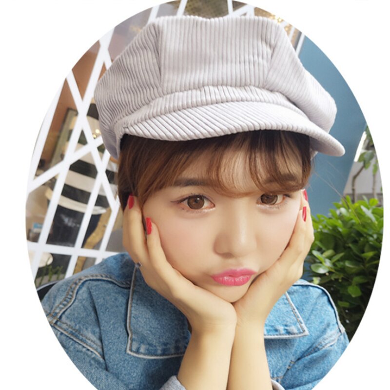 Gorra de pana estilo intelectual Retro para mujer, gorro con Cierre trasero, accesorios de sombrero de ocio,