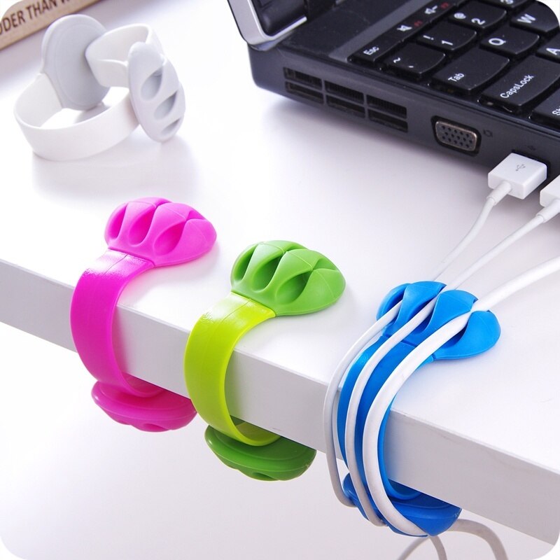 Desk Cable Clips Triple Slots Desktop Cable Organizer Wire Cord Management System Office Table Organizer Securing Clamp