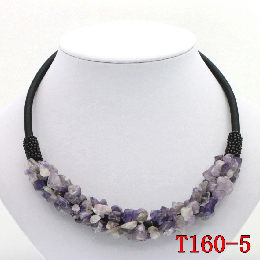 WUBIANLU 13 Styles Natural Spar Coral Tourmaline Lapis Lazuli Agates Aventurine Chokers Necklaces For Women Costume Jewelry: T160-5