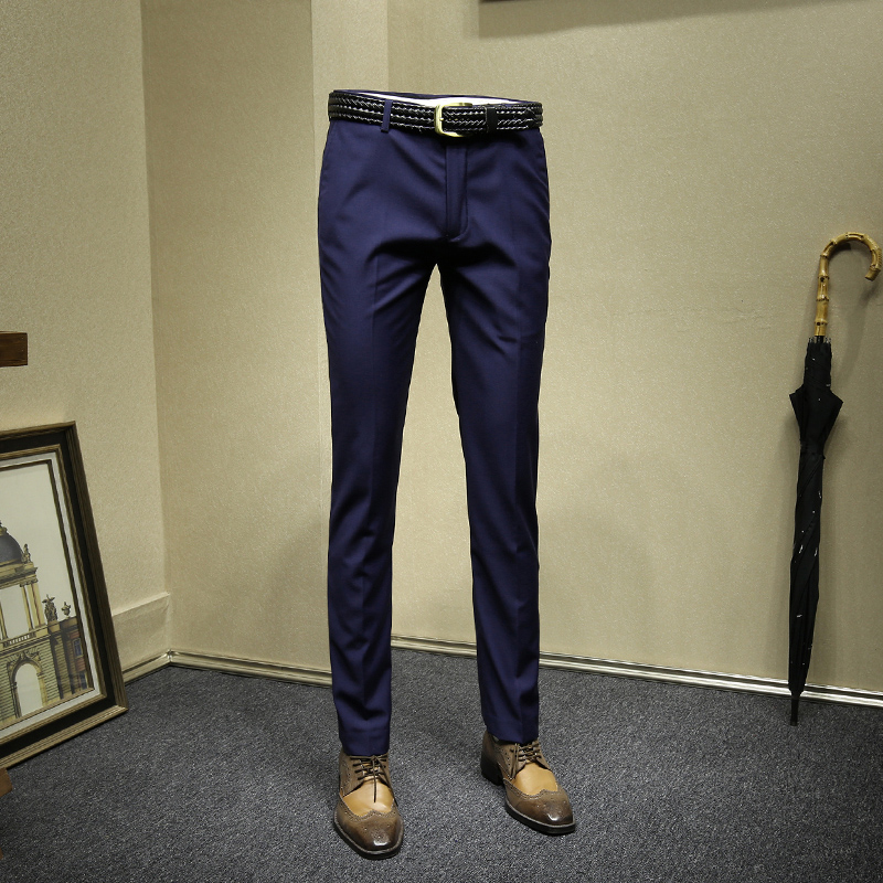 Heren dress broek diepe blauw pak broek formele broek voor mannen mannen kantoor broek slanke jurk broek voor mannen heren jurk past plus 36