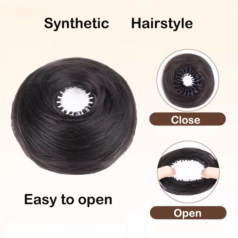 Syntetyczne doczepiane kocze z efektem potarganych włosów, mini kok z efektem upięcia w stylu pączek, treski robić włosów dla kobiet i dziewcząt, kok w kształcie ptasiego gniazda, wysuwane chignony.