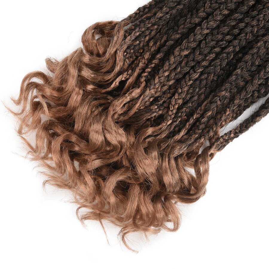 22 Strands Braiding Hair Crochet Hair Box Braids Ombre Synthetic Hair for Braid Hair Extensions Curly Ends