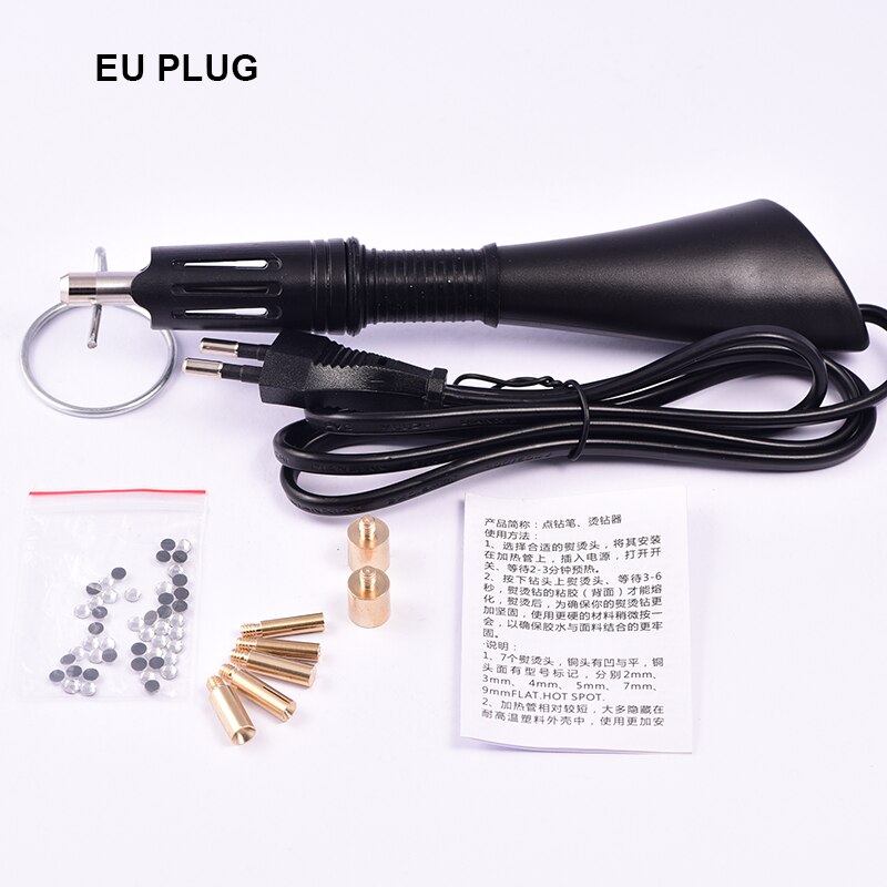 Veloce Riscaldata! EU/noi tappo Bianco Hotfix Strass Applicatore Rosa ferro-in poi caldo aggiustare Strass Applicatore bacchetta Calore-aggiustare strumento di Y2852: Jet-EU