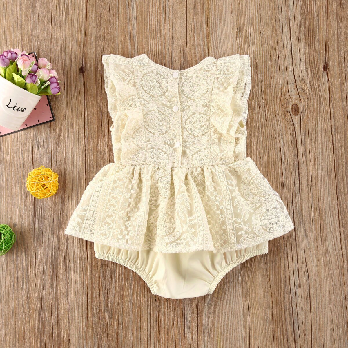 0-24M Infant Baby Girls Boys Rompers Sleeveless Ruffles Lace Flowers Lovely Jumpsuits Outfits