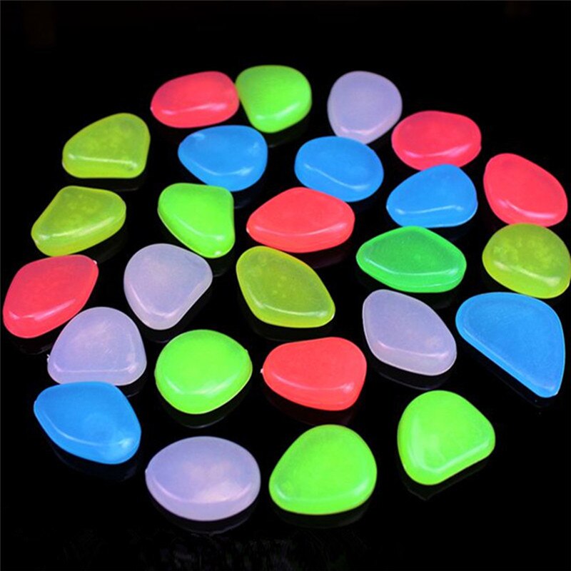 10pcs/lot Luminous Pebbles Rocks Garden Ornaments Stone Glow In The Dark GardenFor Walkways Fish Tank Decorations
