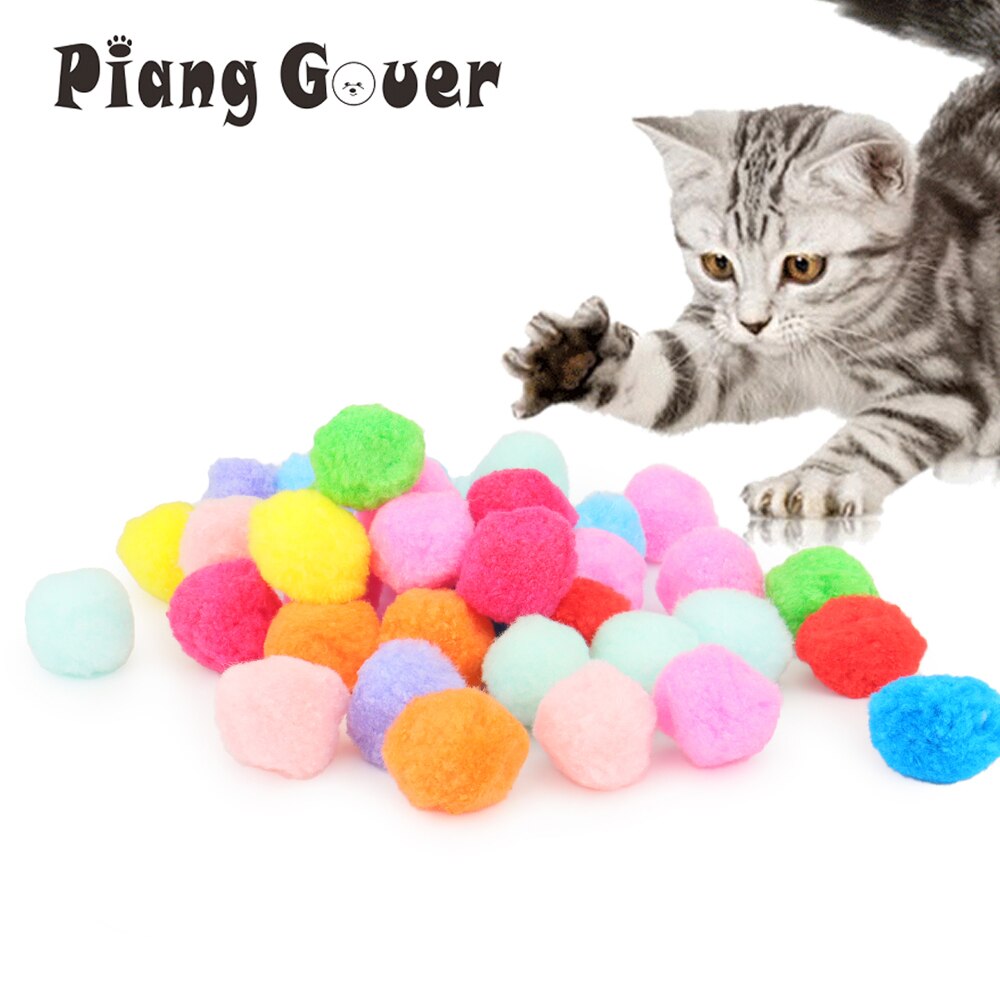 Soft Ball Cat Toys Mix Color Fuzzy Pet Ball Toy Cat Teaser Interactive Balls Toys For Kitten