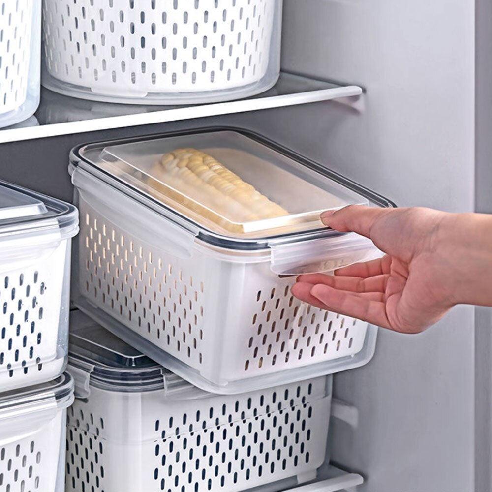 Égouttoir à légumes et fruits, boîte de rangement de cuisine, réfrigérateur pour garder au frais, bac à légumes et fruits, panier en plastique multifonctionnel