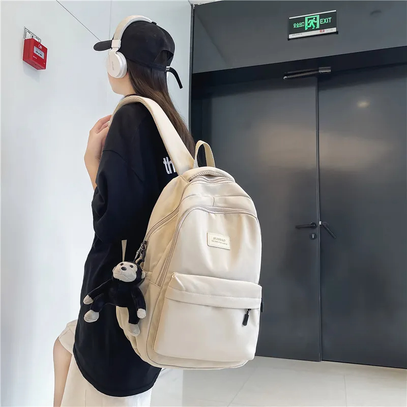 Mochila de Color liso para mujer, bolso de libros universitario con múltiples bolsillos, mochilas informales para ordenador portátil, mochila escolar para hombres y adolescentes, mochilas escolares para niñas