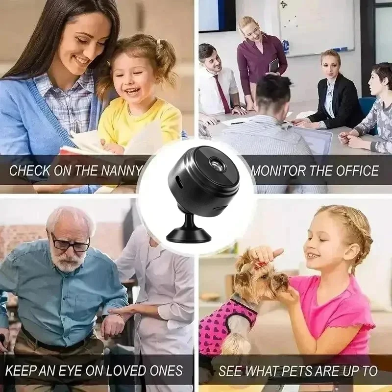 mini Kamera WiFi 1080P HD Bezprzewodowy monitor Domowy z Funkcją Noktowizji, Zdalny monitorowanie, Inteligentna Kamera robić Monitoringu Wewnętrznego