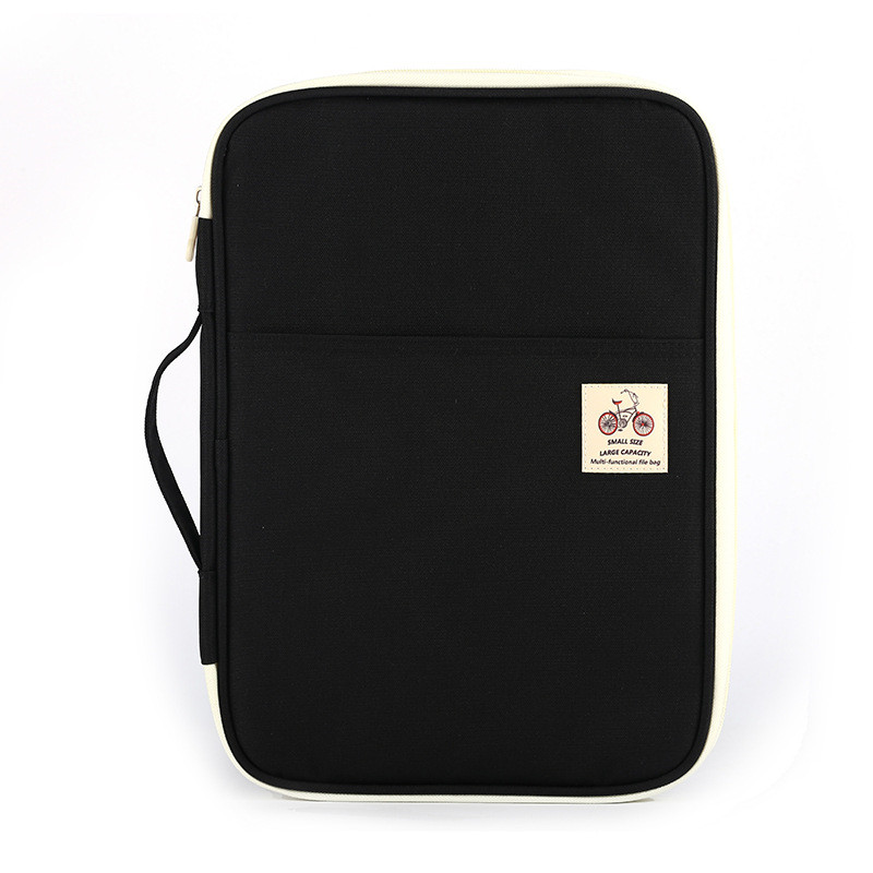 A4 Document maquillage sacs multi-fonctionnel produits de classement Portable sac étanche pour cahiers stylos mallette d'ordinateur voyage: black