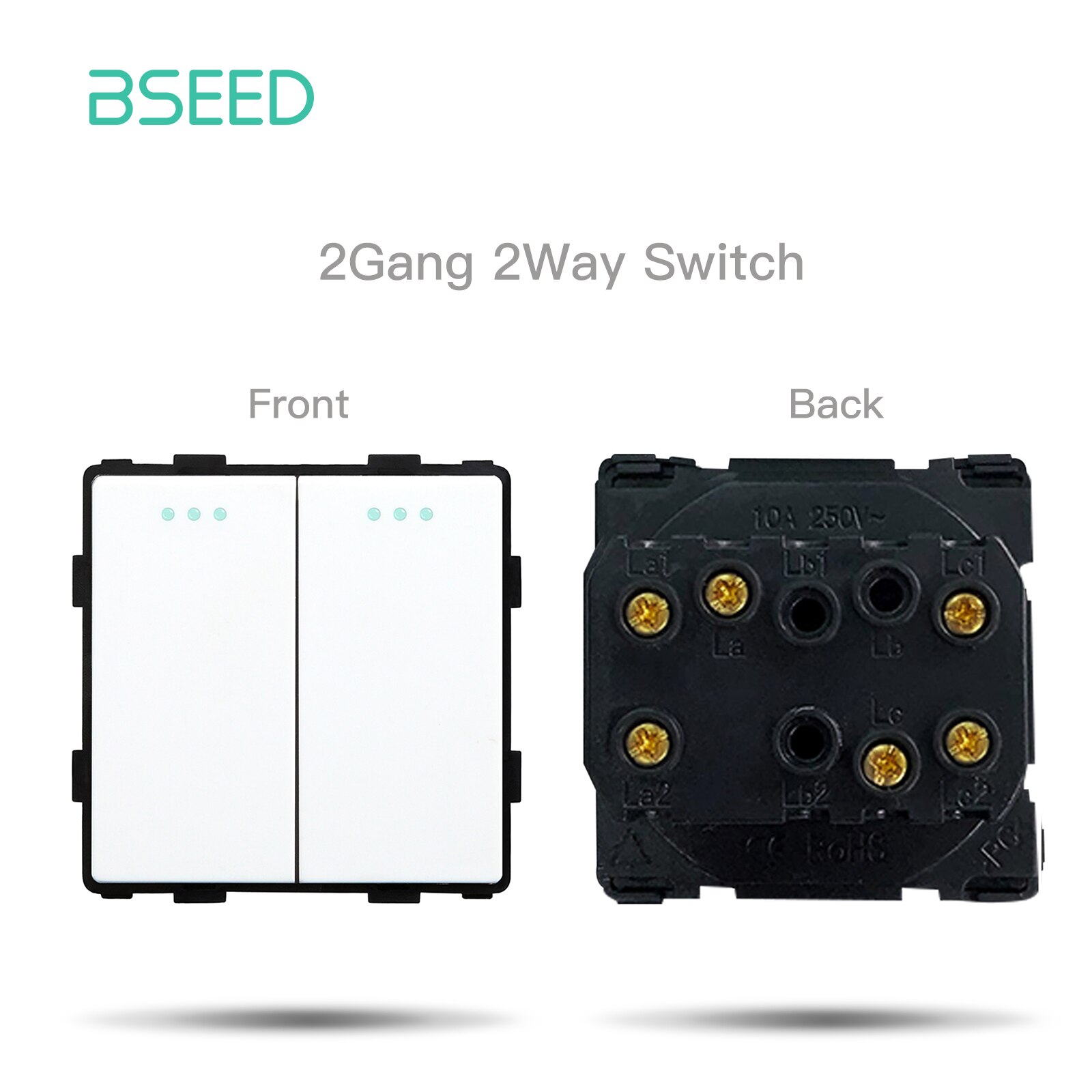 BSEED Wall Light Switches Parts White Glass Frames USB Sockets Function Module DIY EU CAT5 TV Sockets Power ST TEL Outlet Parts: 2Gang 2Way Part