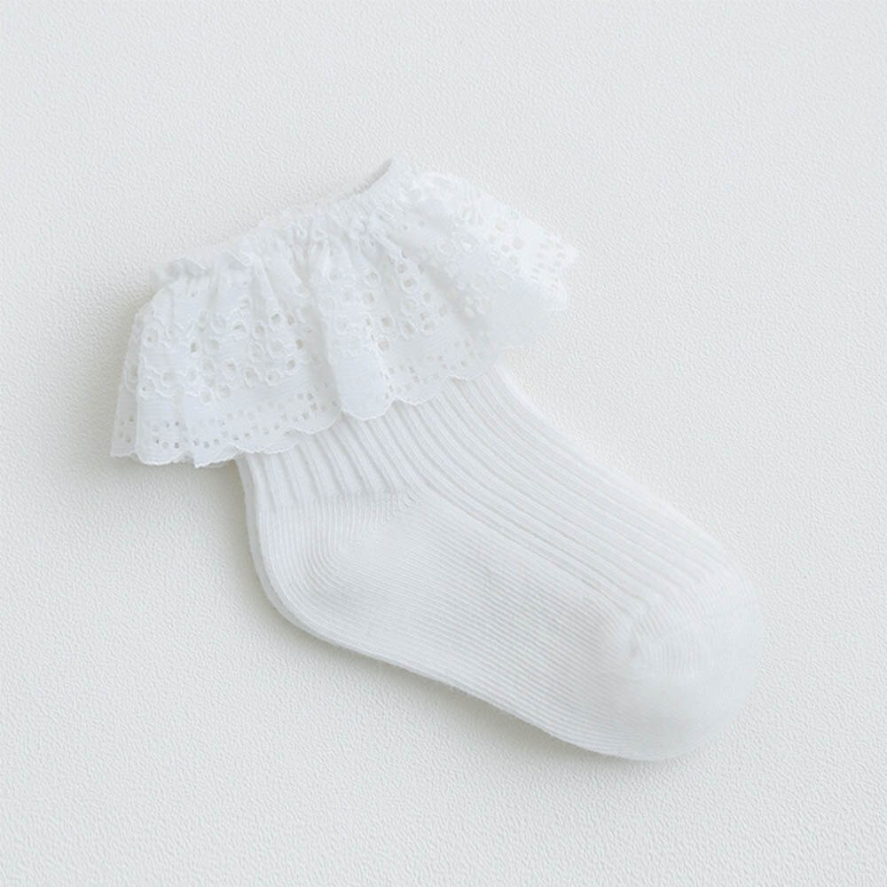 2019 Autunno Inverno Dei Bambini Calzini e Calzettoni Calzini e Calzettoni Cotone Floreale Del Merletto Del Cotone delle Ragazze Del bambino bambini piccoli Calzini e Calzettoni Adatto per 0-1 anni di età: bianca