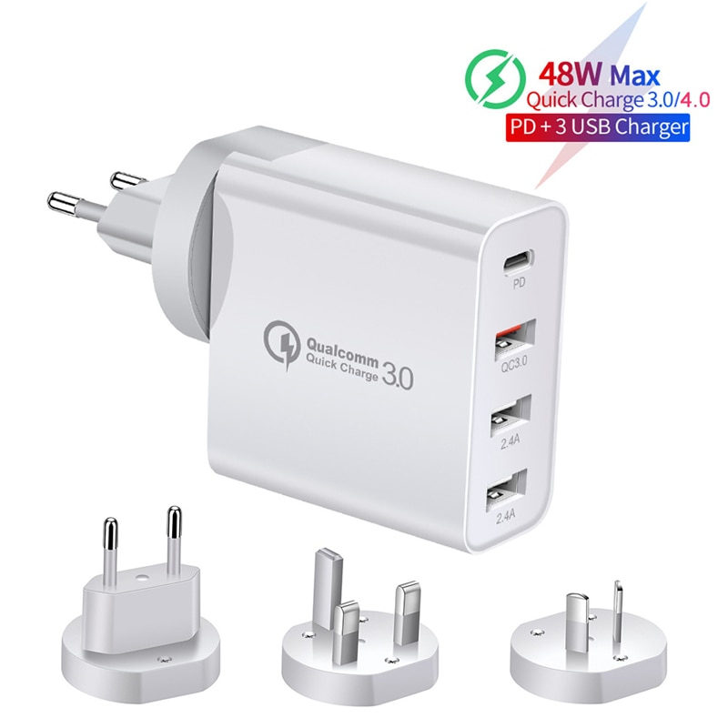 48W Schnell Ladegerät Typ C USB PD Ladegerät für Samsung iPhone XS Max Huawei iPad Pro QC 3,0 Schnelle wand Ladegerät US EU Stecker Adapter