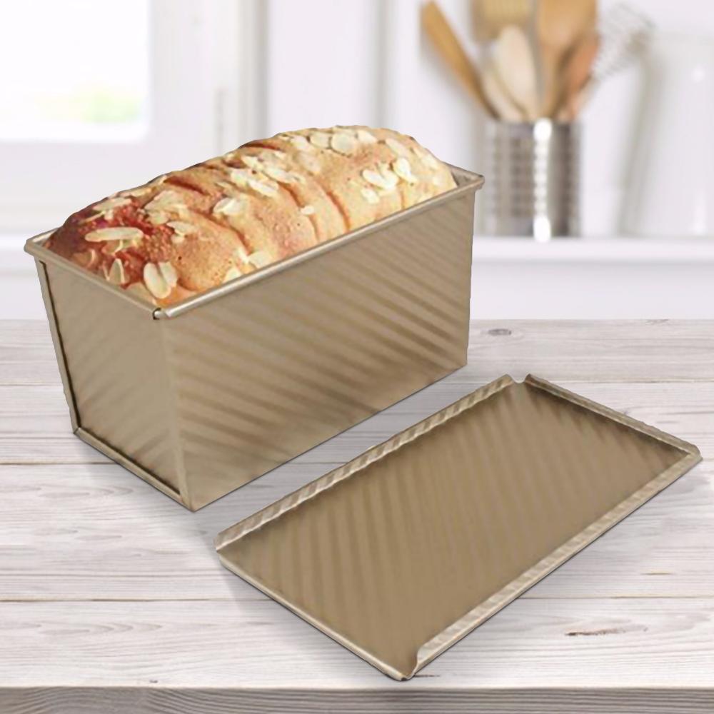 Toast Brood Doos Goud Rechthoekige Loaf Pan Koolstofstaal Non-stick Balg Cover Brood Lade Brood Mold Milieuvriendelijke toast Doos
