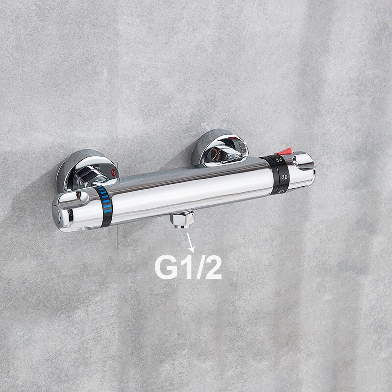 Chrome Bathroom Thermostatic Mixing Valve Cold Water Mixer Bathtub Faucet Replace Shower Valve: TypeD
