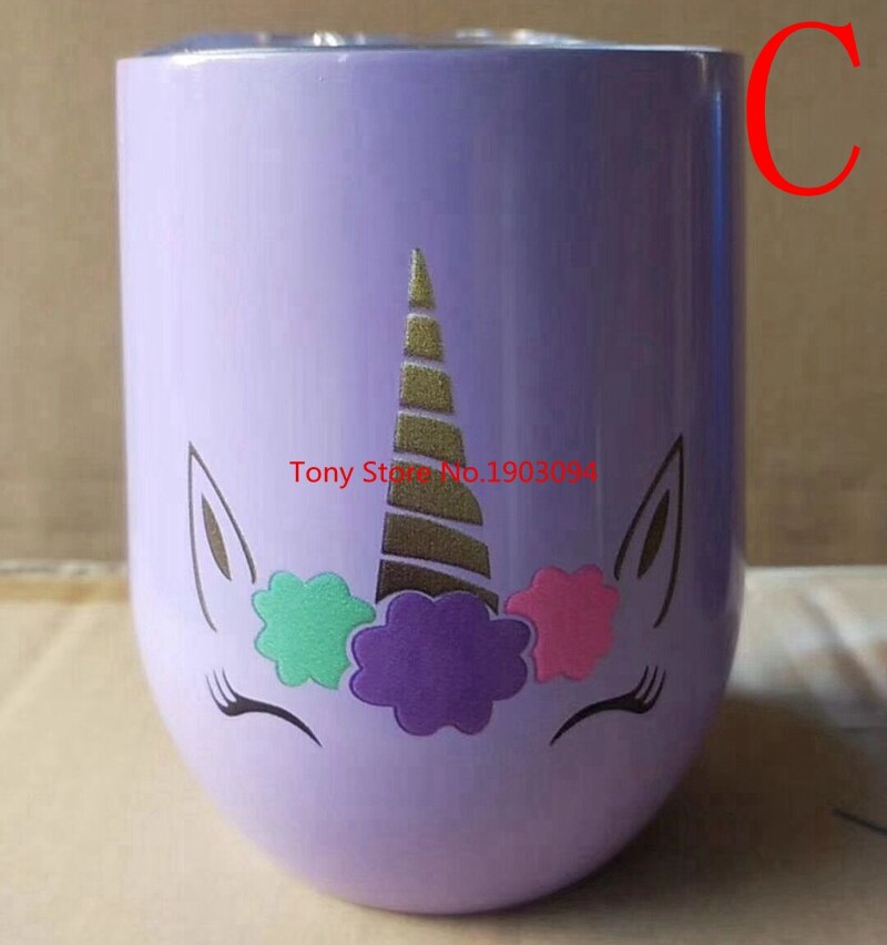9oz 304 acier inoxydable licorne coquetier licorne tasses licorne tasses garder garder froid avec couvercles: C