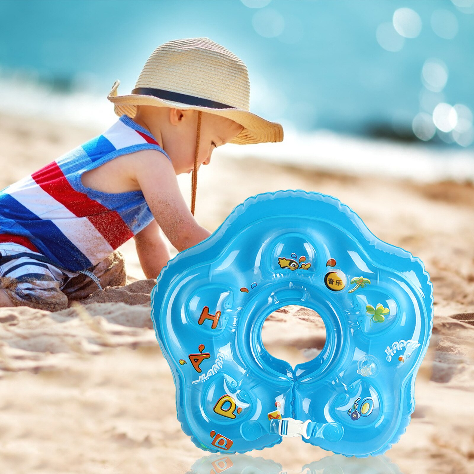 Inflatable Swimming Baby Accessories Neck Ring Float Soft Bathtub Ring Toy For Toddler Float Circle