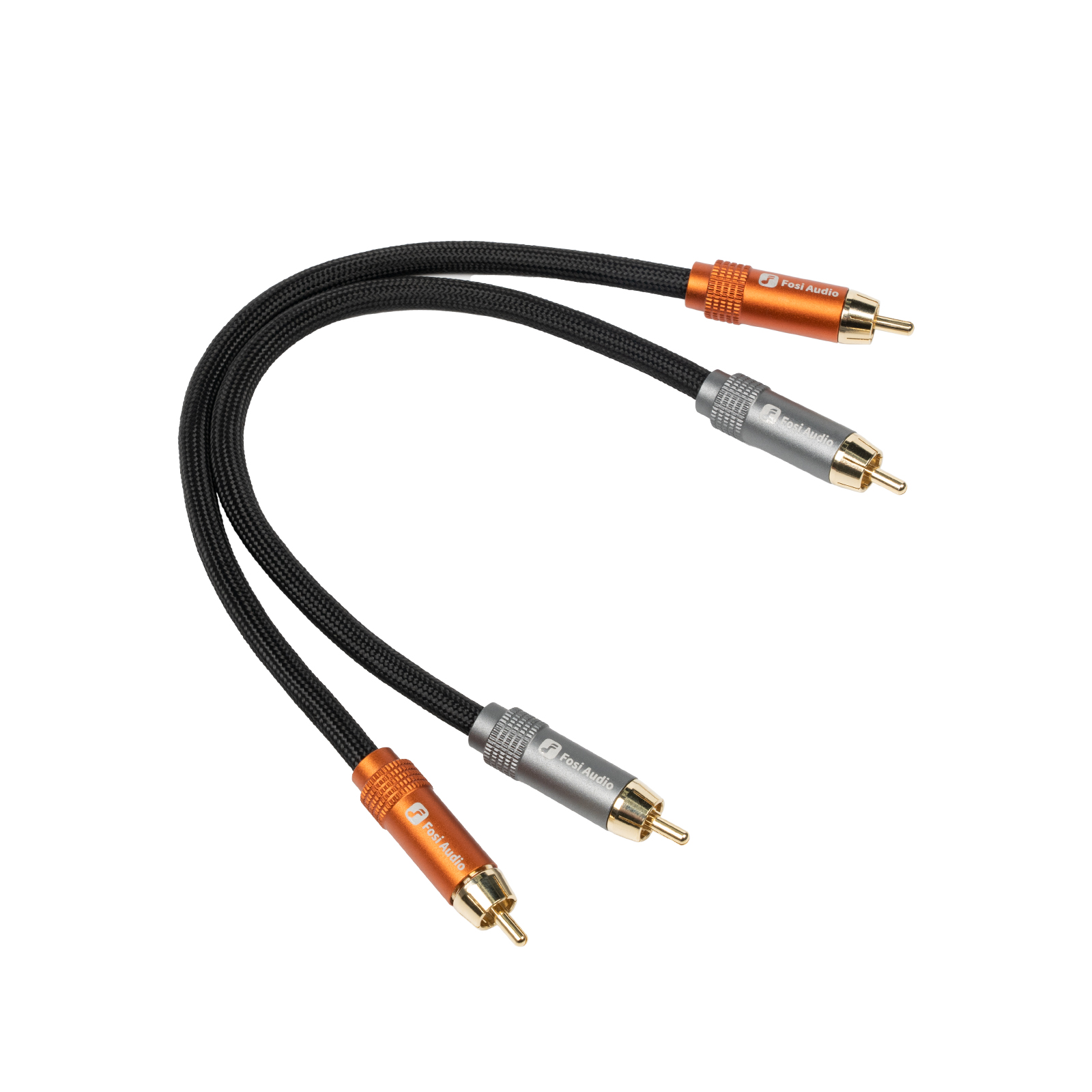 Kabel Głośnikowy Fosi Audio Nylonowy Pleciony - Pozłacane Wtyki Bananowe - 1,8 m + 0,3 m