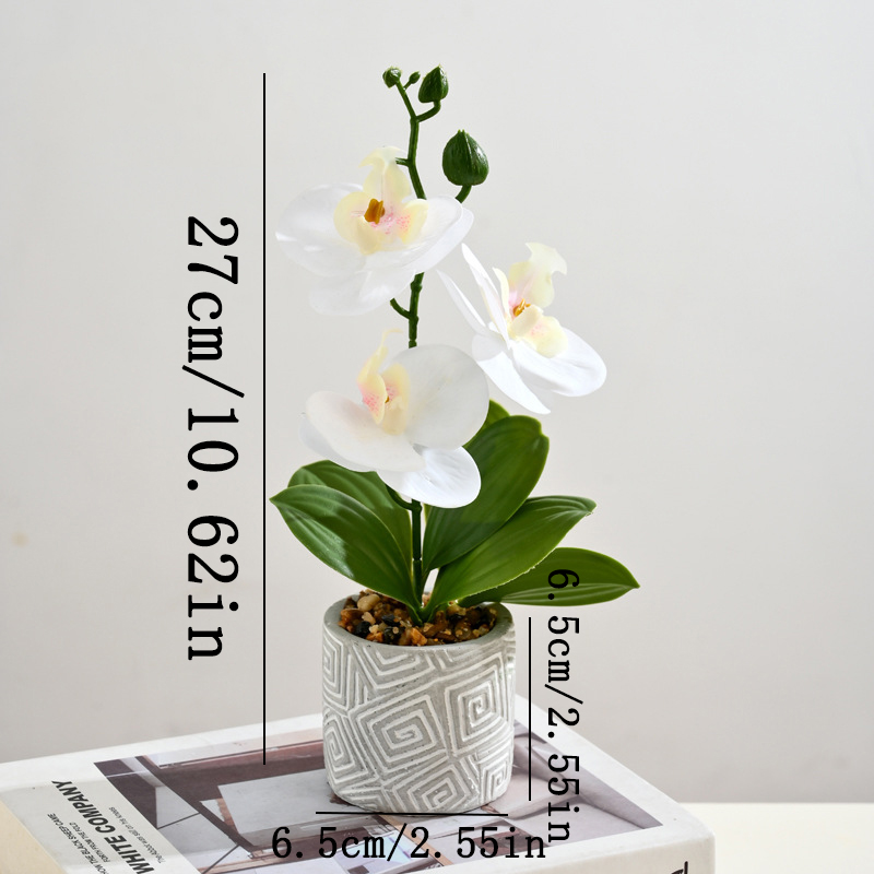 Orchidée papillon simulée, plante artificielle créative en pot, sans arrosage, Table à manger réutilisable, bonsaï décoratif pour la maison et le bureau: Bleu