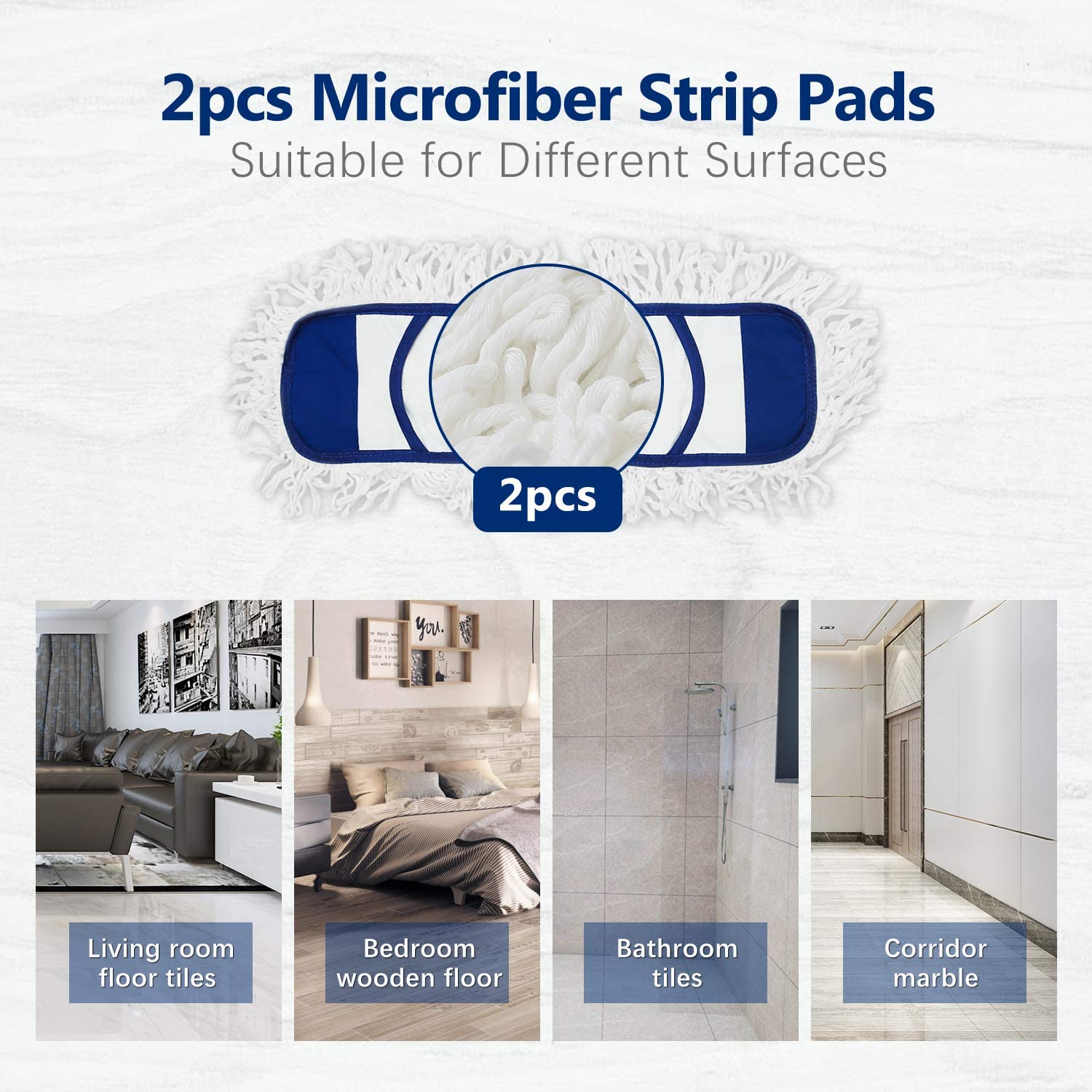 Cleanhome Microfiber Mop with Extendable Adjustable Handle and 2 Washable Pads for Wet & Dry Floor Cleaning