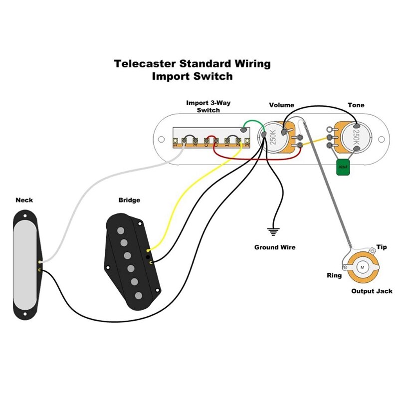 Vorschau, Kontrolle Platte 3-Weg Schalter für Fender Tele Telecaster mit Buchse Elektrische Gitarre Platine