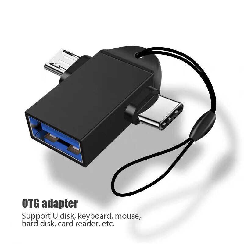 2 In 1 Otg Adapter Usb 3.0 Female Naar Micro Usb Mannelijke En Usb C Mannelijke Connector Aluminium Op de Go Converter Xiaomi Samsung