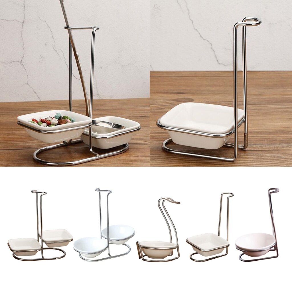 Stainless Steel Spoon Rest Holder Long Handle Vertical Saving Soup Ladles Holders Ladle Rest Soup Ladle Holder