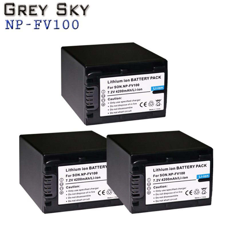 2 stk 4200 mah np  fv100 np-fv100 fv100 batterier + lcd usb-lader til sony np -fv30 np-fv50 np-fv70 sx83e sx63e fdr -ax100e ax100e: 3 batterier