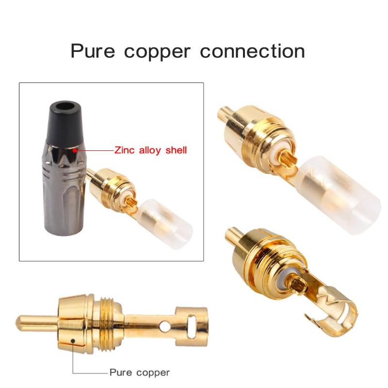 Professionelle RCA Gold Überzogene Draht Stecker Kabel RCA Stecker Adapter Konverter für Lautsprecher Audio- für Audio- kabel