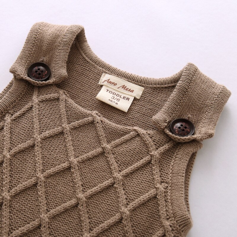 Newborn Baby Knit Overalls Romper Toddler Little Boy Knitted Sleevless Jumpsuit Newborn Baby Girl One Piece Boys Clothes Outfits