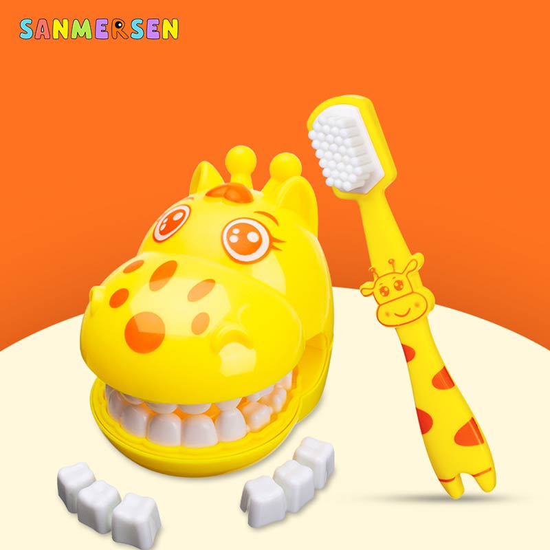 Giraff modellering tandläkare leksaker rollspel set tandborste låtsas lek sjukhus barn leksaker för barn tjejer