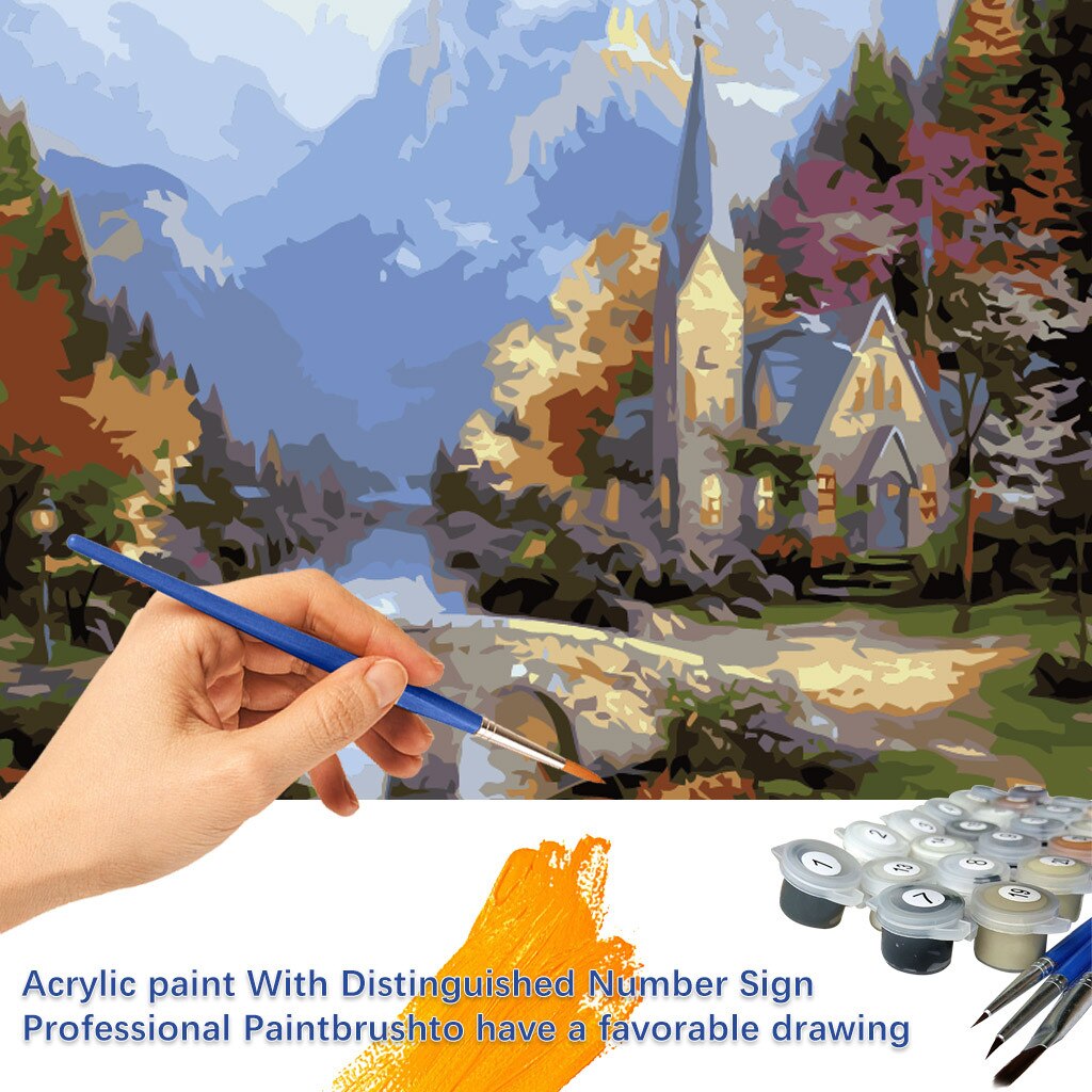 Diy pintura cuadro hecho a mano Multicolor patrones Kit colorear cuadros por números pinturas al óleo decoración del hogar: D