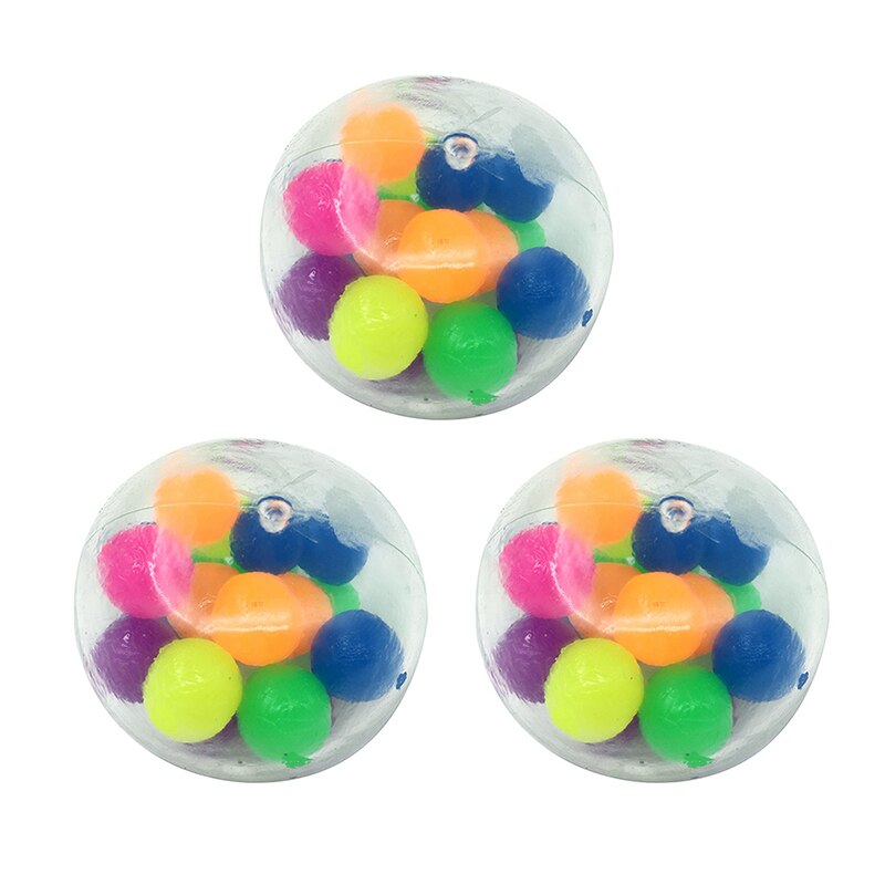 Clear Stress Ball Colorful Ball Autism Decompression Emotional Squeeze Relief Anxiety Fun Health Gadgets Adult Children: 3pcs