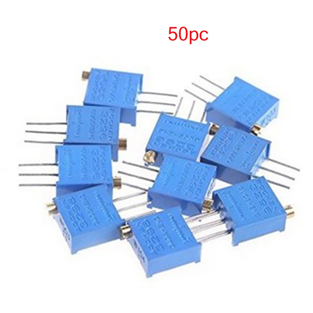 50PCS Potentiometer Resistor Trimmer Cermet Breadboard Multiturn Variable Adjustable For Circuit With Case 3296W Blue