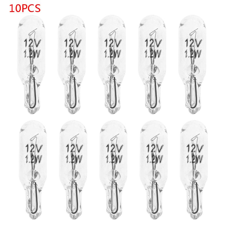 10Pcs T5 W5W White Color 1.2W 194 501 Halogen Bulb Side Wedges Car Light Source Instrument Lamp