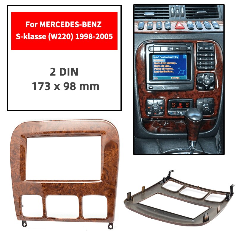 Radio Fascia Voor MERCEDES-BENZ S-Klasse (W220) 1998-2005 Dubbel Din Radio Dvd Stereo Cd Panel Dash Mount 11-151