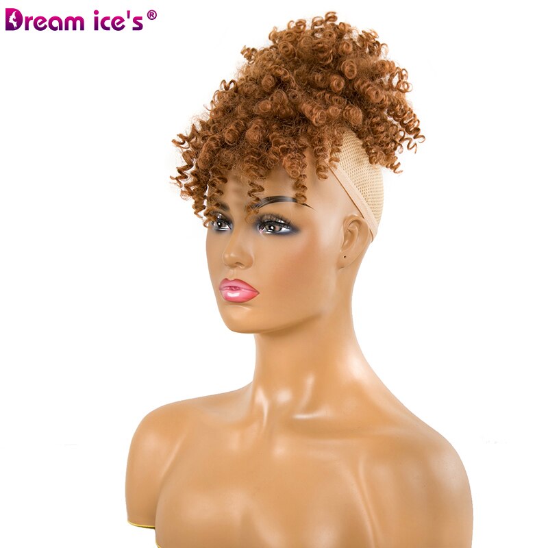 afro Crespo Dei Capelli Ricci coda di Cavallo Alta soffio clip in Parrucchino Sintetico Coulisse coda di Cavallo con La Frangetta di Capelli del Panino Estensioni: 30