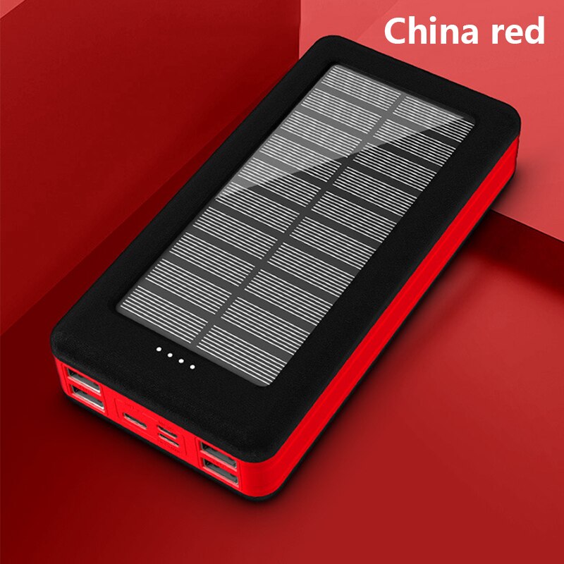 50000 mah zonne-energie powerbank powerbank voor iphone samsung xiaomi grote capaciteit led draagbare oplader outdoor waterdichte powerbank: Rood