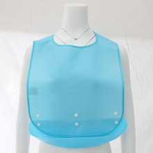 Comidas ropa Protector Baberos ayuda para discapacitados delantal con bolsillo PE azul perfecto para comer y beber, anti-derrames