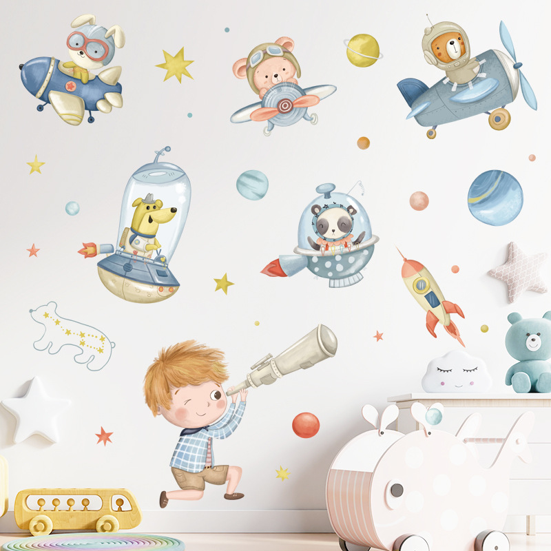 Pegatinas De Pared De Astronauta Espacial De Dibujos Animados Para Habitaci%c3%b3n Infantil Dormitorio Jard%c3%adn De Infantes Aula Tema Dise%c3%b1o I.503590327