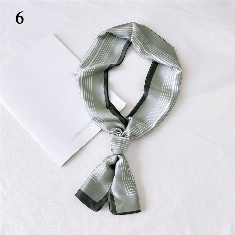Women Neck Scarf Diy Hair Tie Hairbands Euro Style Skinny Wristband Narrow Long Striped Scarves Handbag Ribbon: 6