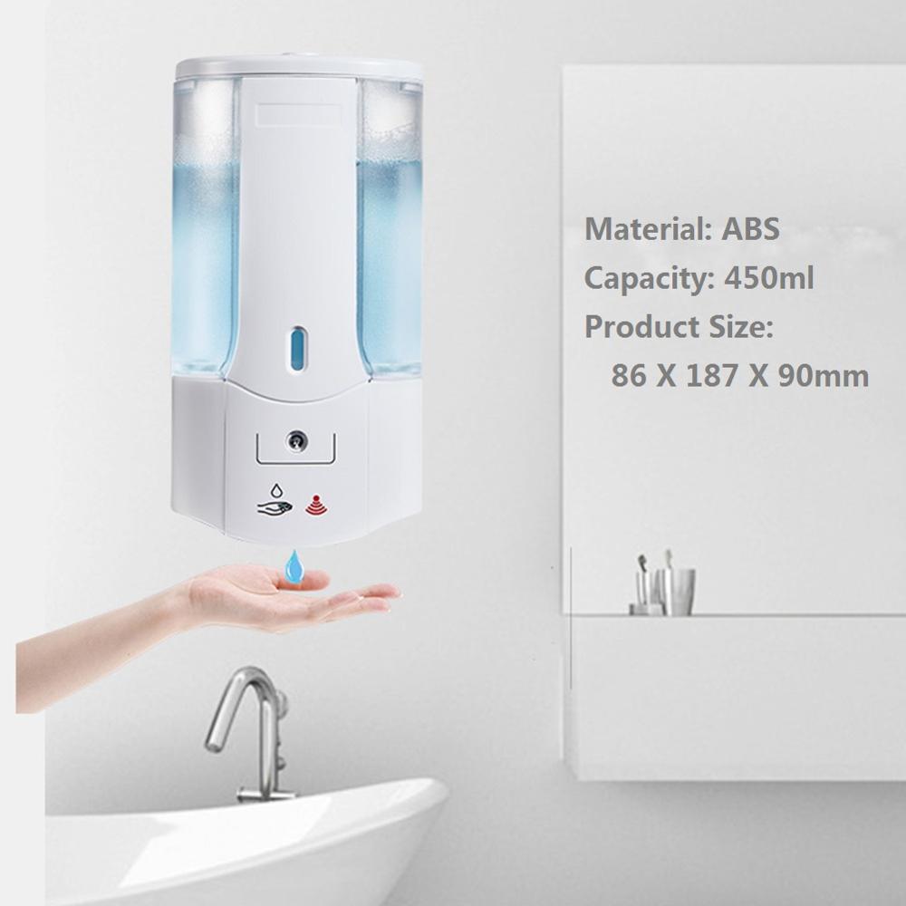450ml Automatic Sensor Soap Dispenser Touchless Sensor Hand Sanitizer Detergent Dispenser Wall Mounted For Bathroom Kitchen: B