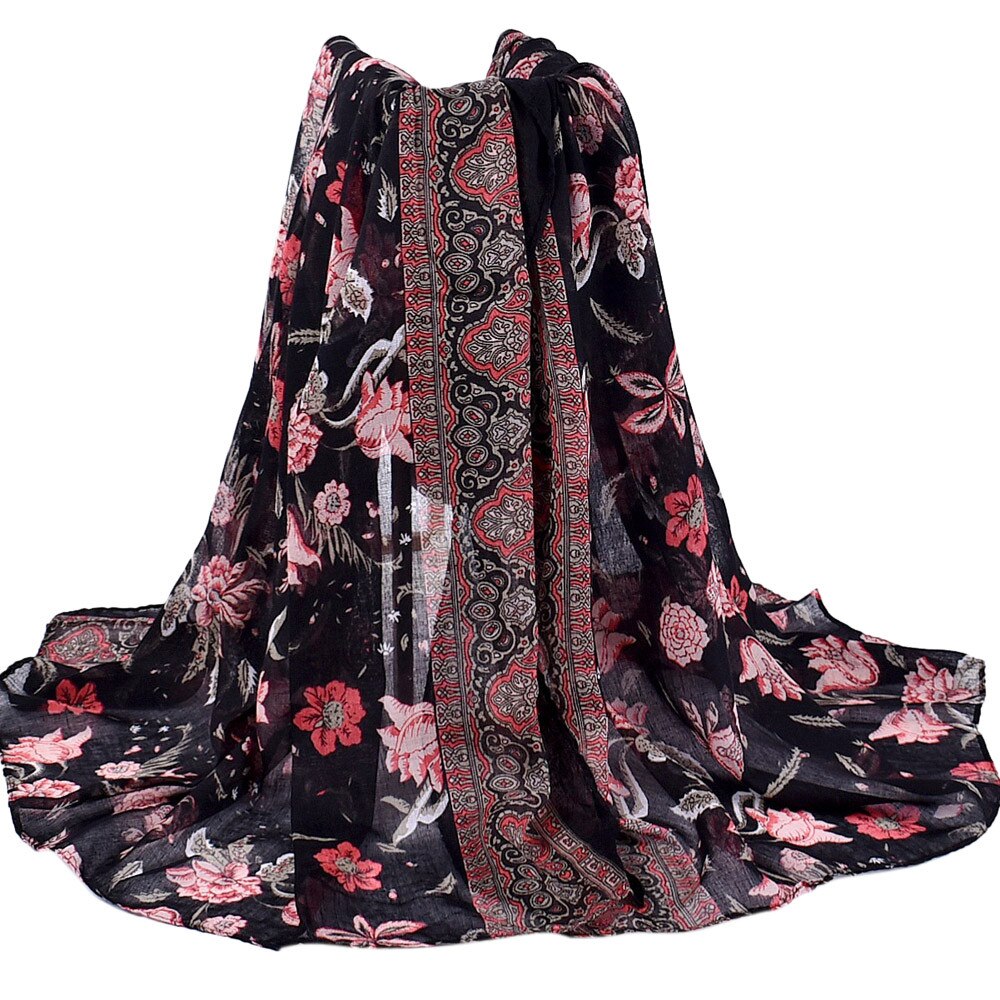 Chiffon sjaal dames lente zomer sjaals dunne bloemensjaals en omslagdoeken foulard print hijab stola's szalik  #t1p