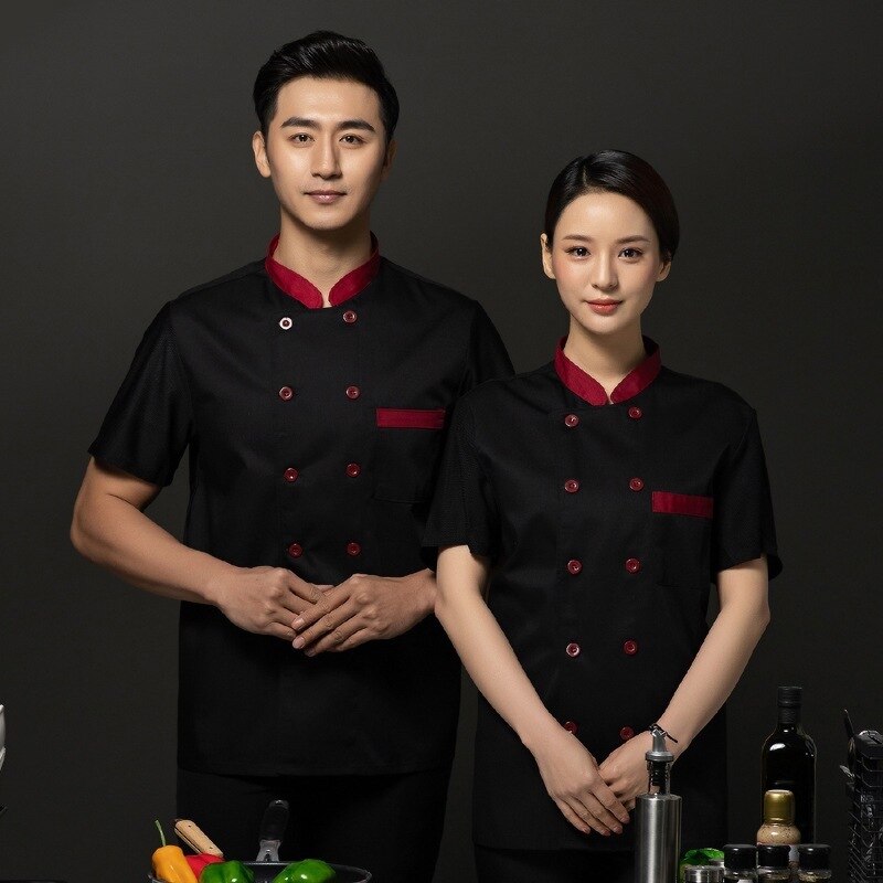 Tjener uniform restaurant tøj kortærmet sommer tynd stil hotel efter spisning køkken arbejdstøj kok åndbar mænd