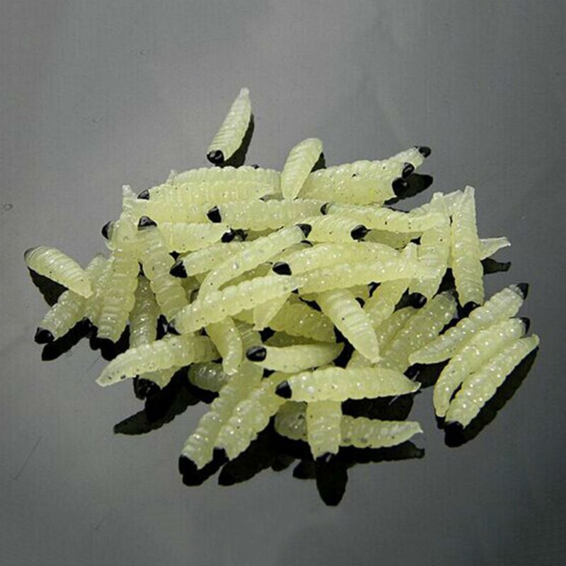 30pz Molle della Gomma di silicone vermi pesca adescare Artificiale larva larva Verme Carpa Esche Da Pesca per il Fiume Lago accessori per la Pesca: trasparente