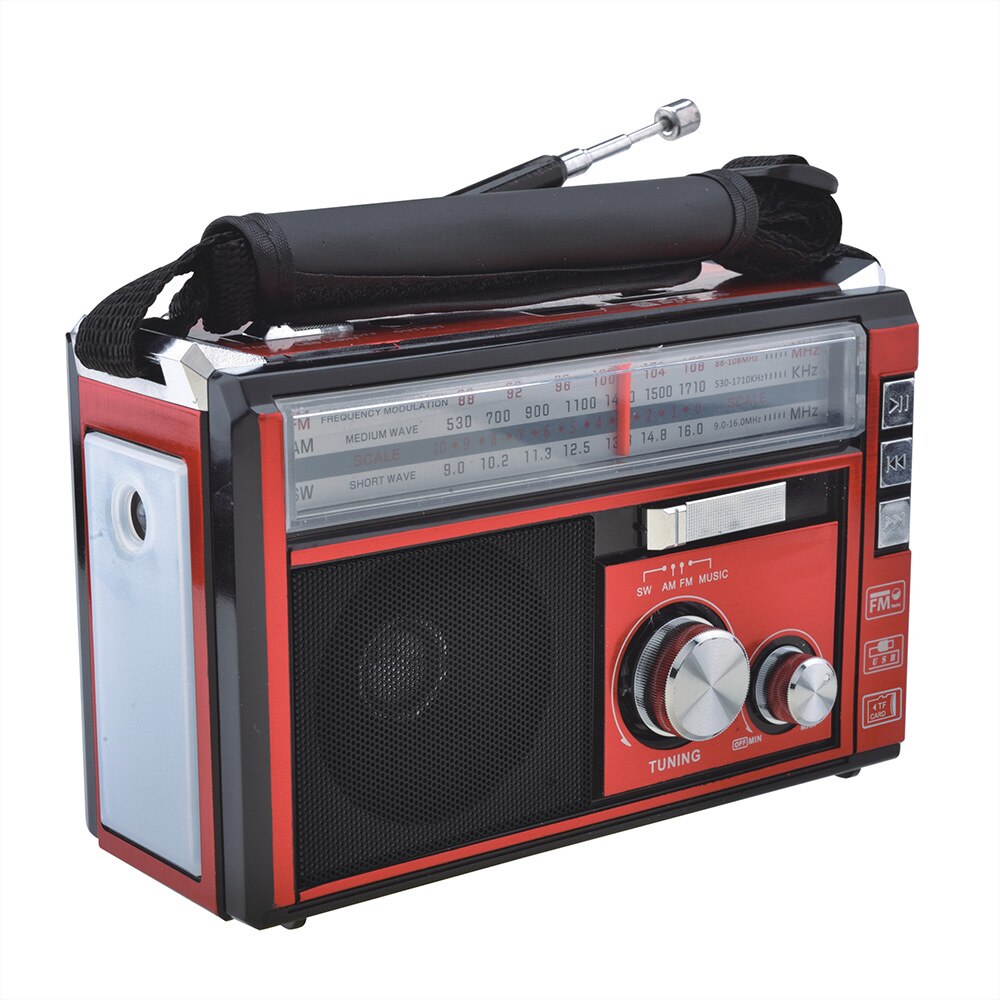 Alta sensibilidade retro portátil sem fio bluetooth rádio receptor três banda tf cartão/usb mp3 digital playerr fm ponteiro: Vermelho