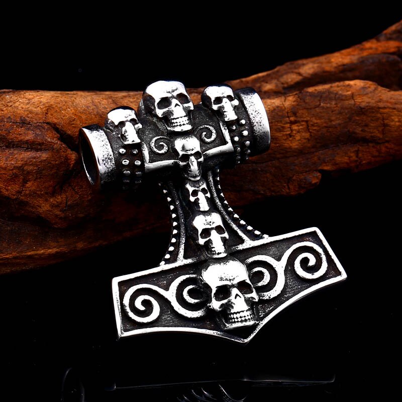 Beier 316l rostfri viking norrländska odin thors mjolnir hammare män skandinaviskt halsband hänge dödskalle smycken  lp390