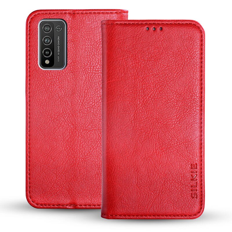Coque en cuir PU de luxe pour Huawei honour 10X lite, 6.67 pouces, avec intérieur en TPU, sans aimant: for Honor X10 / Red