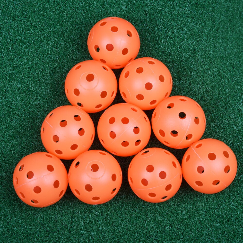 10Pcs 41mm Golf Training Balls Plastic Airflow Hollow with Hole Golf Balls Outdoor Golf Practice Balls Golf Accessories: Orange