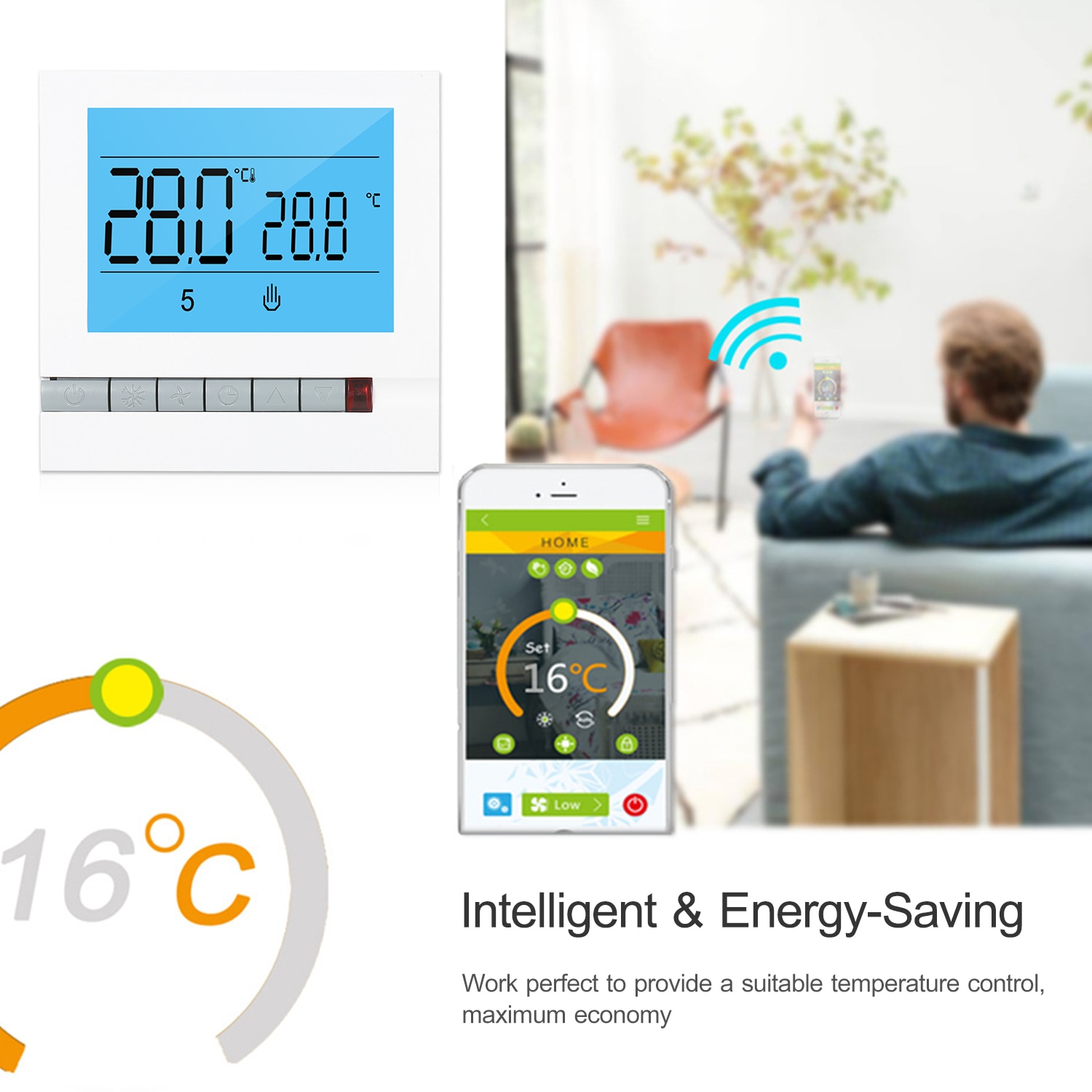 Tuya WiFi Smart Water Heating Thermostat Programmable Temperature Controller Compatible with Alexa Google Home Large LCD Screen